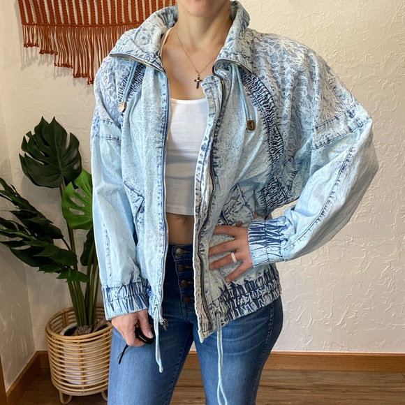 Vintage Jackets & Blazers - Vintage East West Oversized Denim Jacket with Shoulder Pads Medium